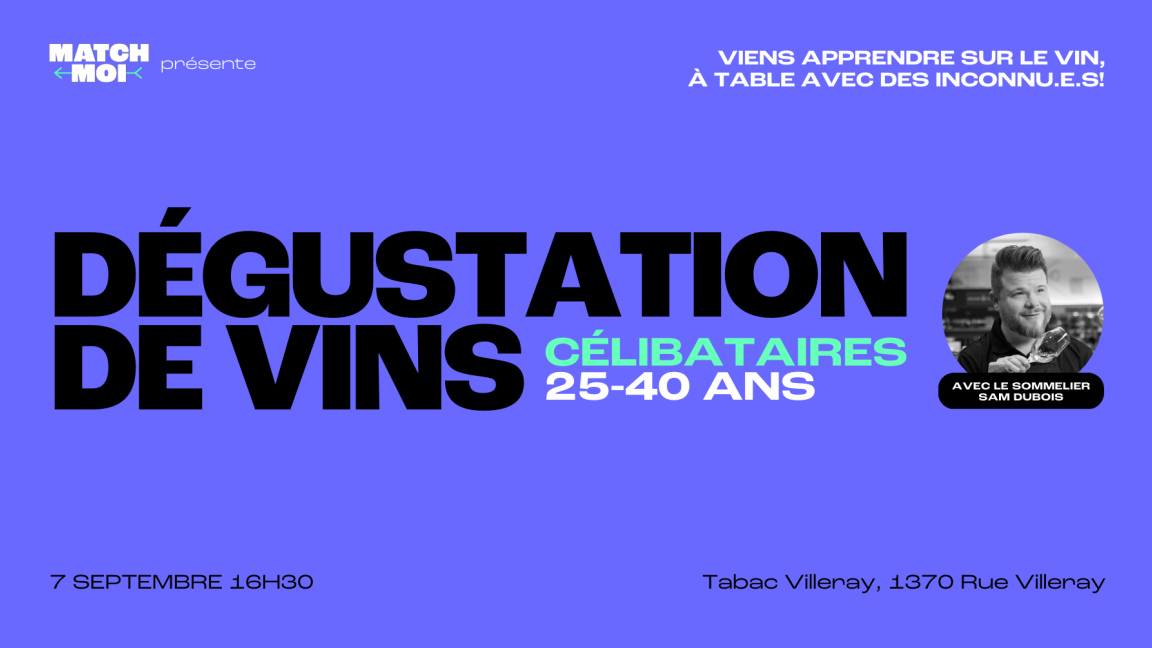 Dégustation de vins - Célibataires 25-40 ans (et ami.e.s!)