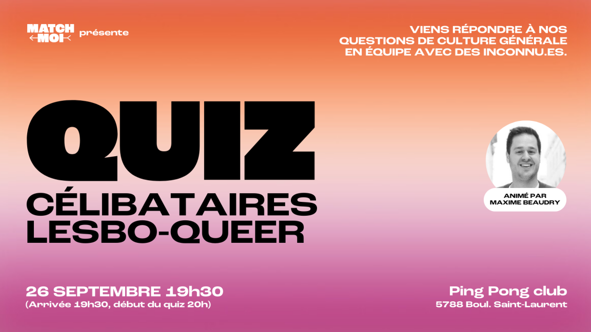 Soirée Quiz - Célibataires Lesbo-Queer (25 à 40 ans)