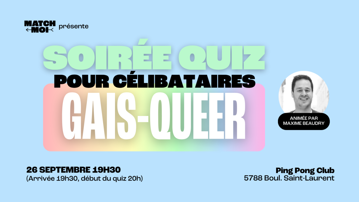 Soirée Quiz pour Célibataires - Hommes gais/queer