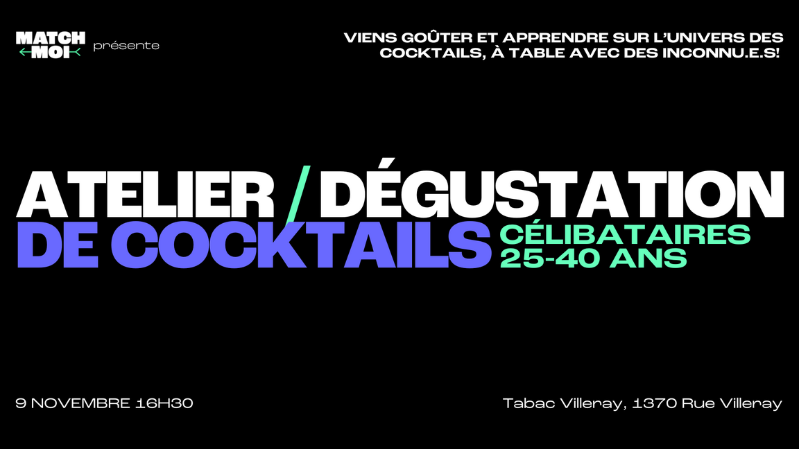 Dégustation de cocktails - Célibataires 25-40 ans