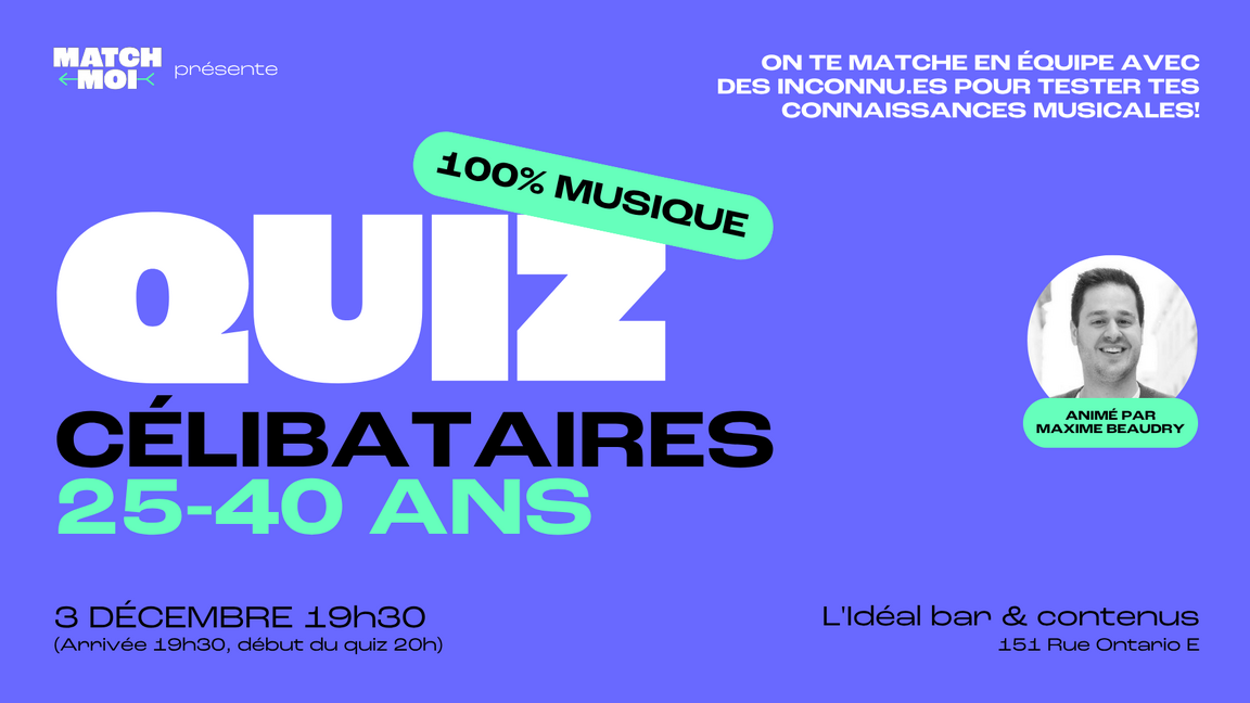 Soirée QUIZ 25-40 ans - 100% MUSIQUE