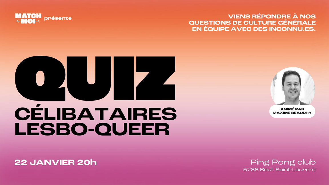 Soirée Quiz - Célibataires Lesbo-Queer (25 à 40 ans)