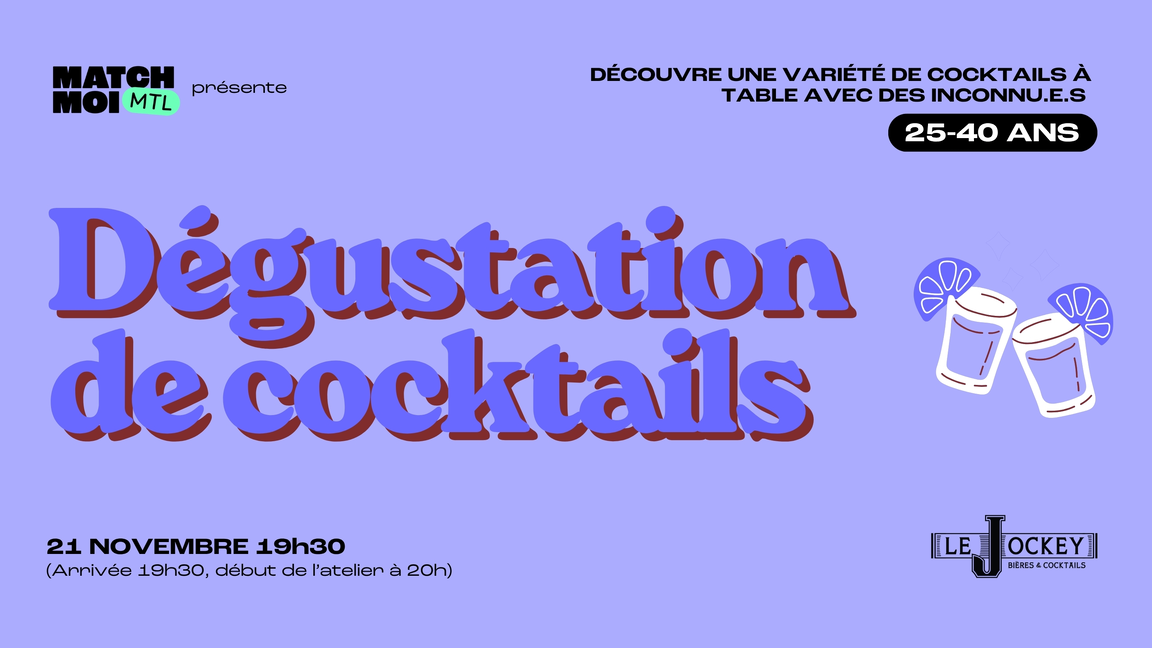 Dégustation de cocktails (ou mocktails) - Célibataires 25-40 ans