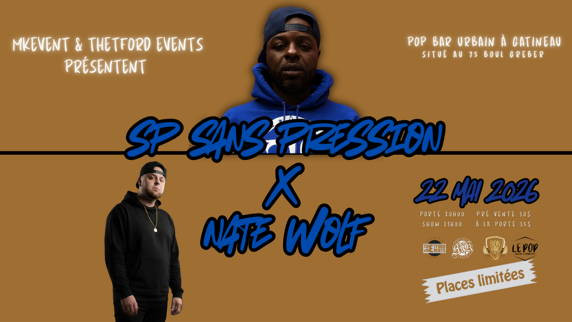 SP SANS PRESSION - NATE WOLF À GATINEAU (18 ANS ET + )