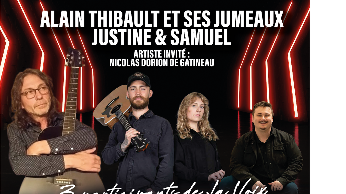 Alain Thibault et ses jumeaux Justine et Samuel