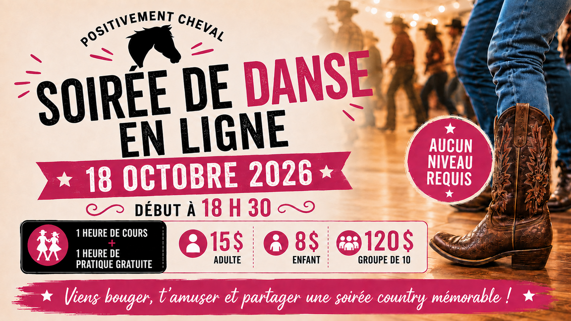 Soirée de danse en ligne – Positivement Cheval
