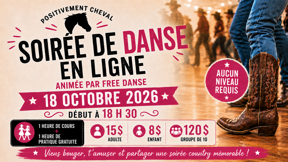Soirée de danse en ligne – Positivement Cheval