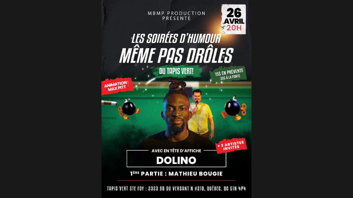 Les soirées d'humour même pas drôles du Tapis Vert - Dolino