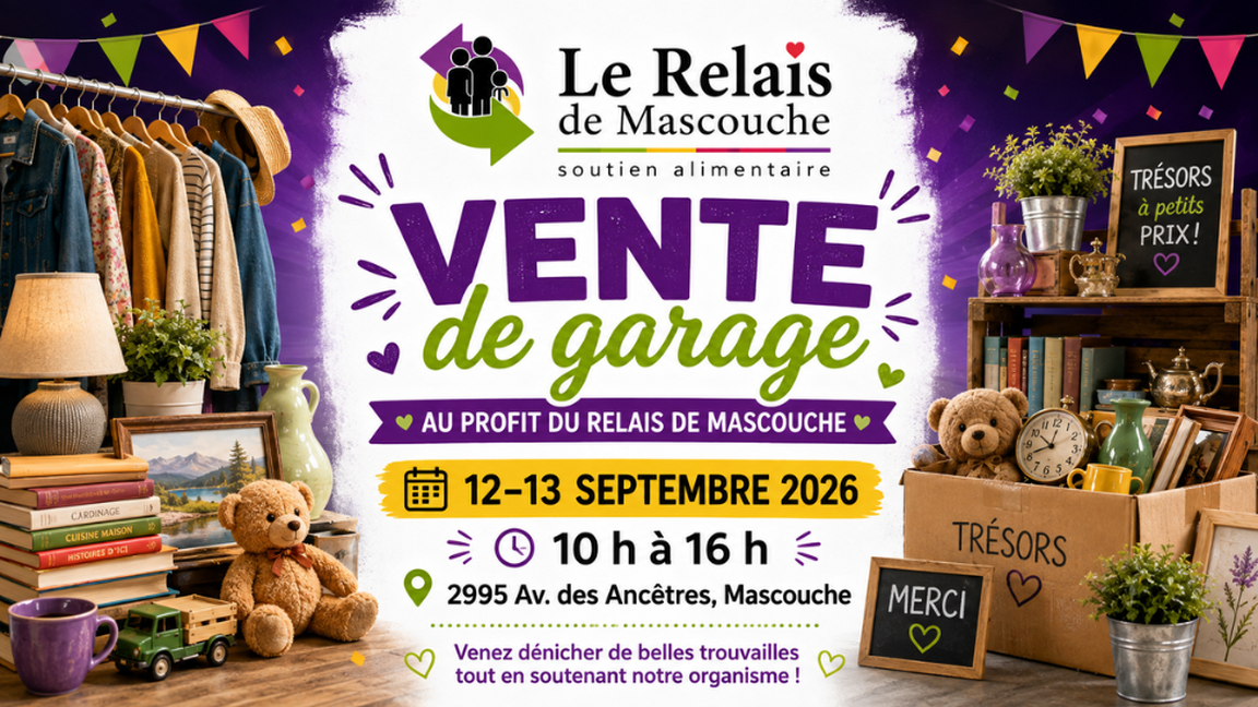 Vente de Garage - Relais de Mascouche (12 et 13 septembre 2026 (les 2 jours)