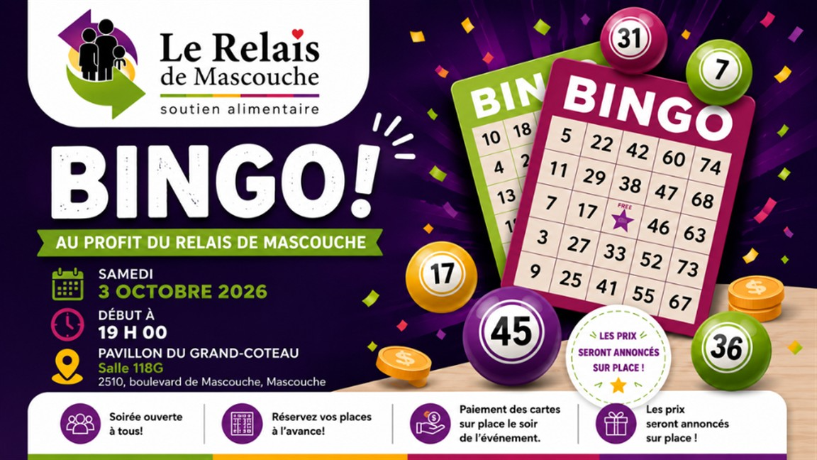 Bingo au profit du Relais de Mascouche — Réservation de places