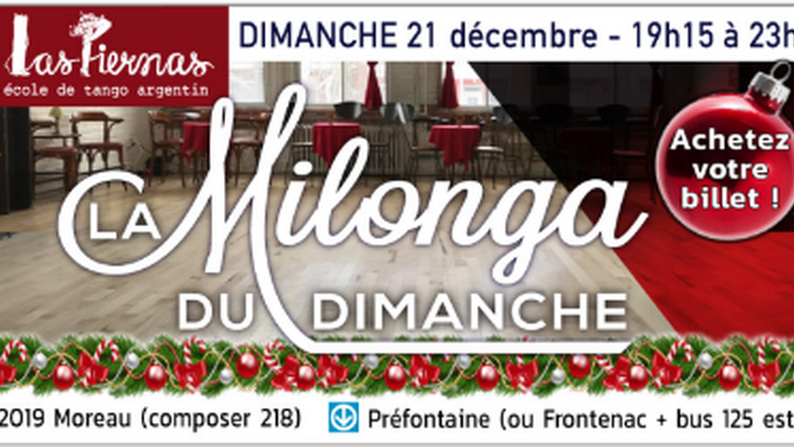 Milonga dimanche 21 décembre