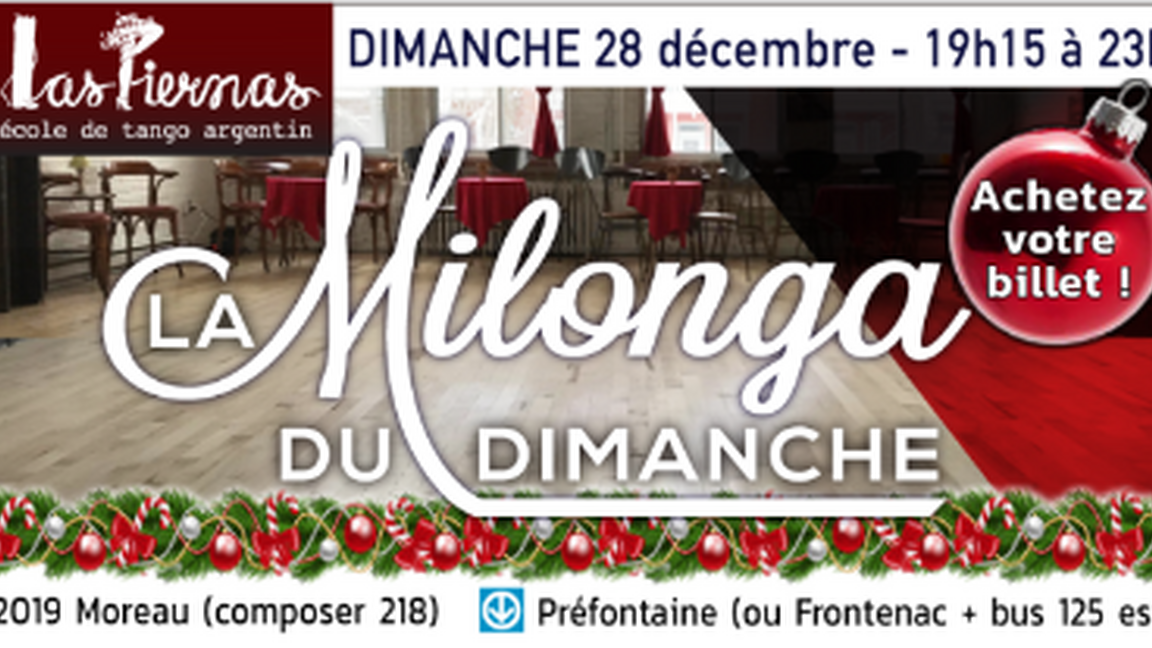 Milonga dimanche 28 décembre