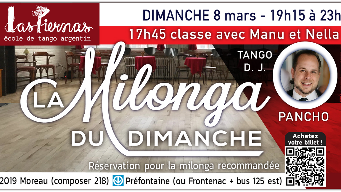 Milonga dimanche 8 mars