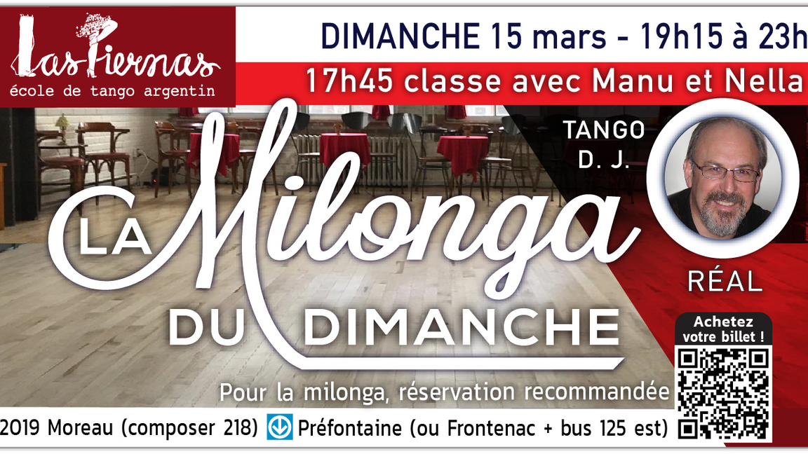 Milonga dimanche 15 mars