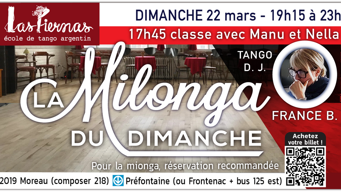 Milonga dimanche 22 mars