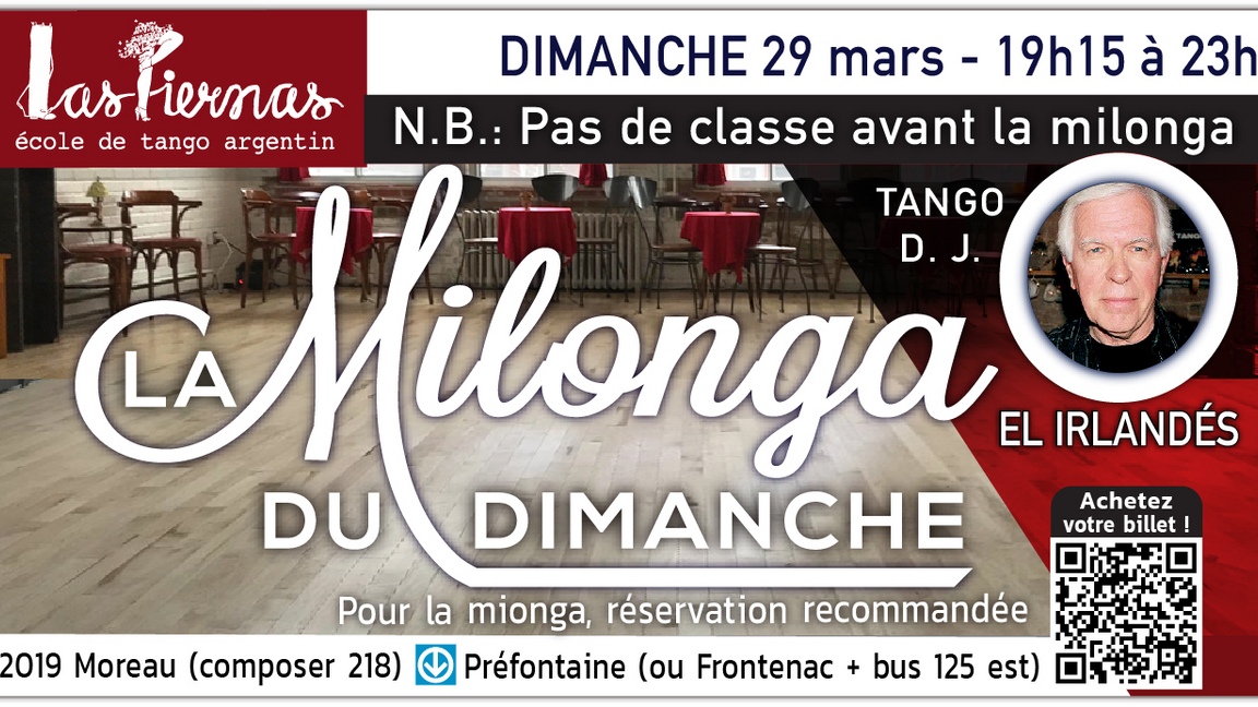 Milonga dimanche 29 mars