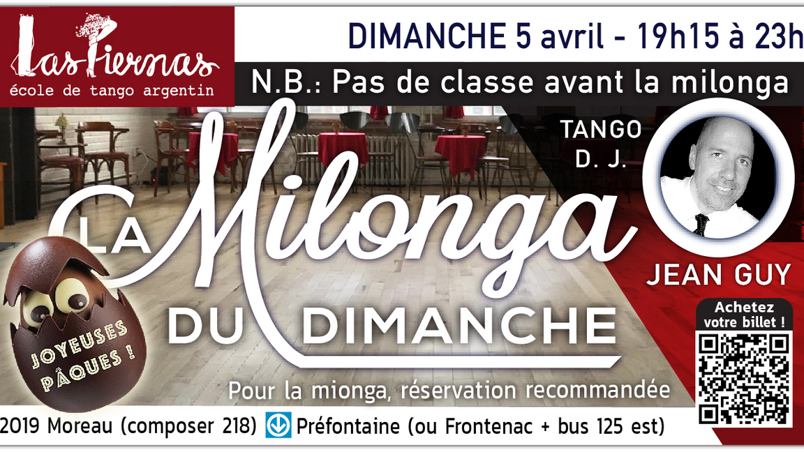 Milonga dimanche 5 avril