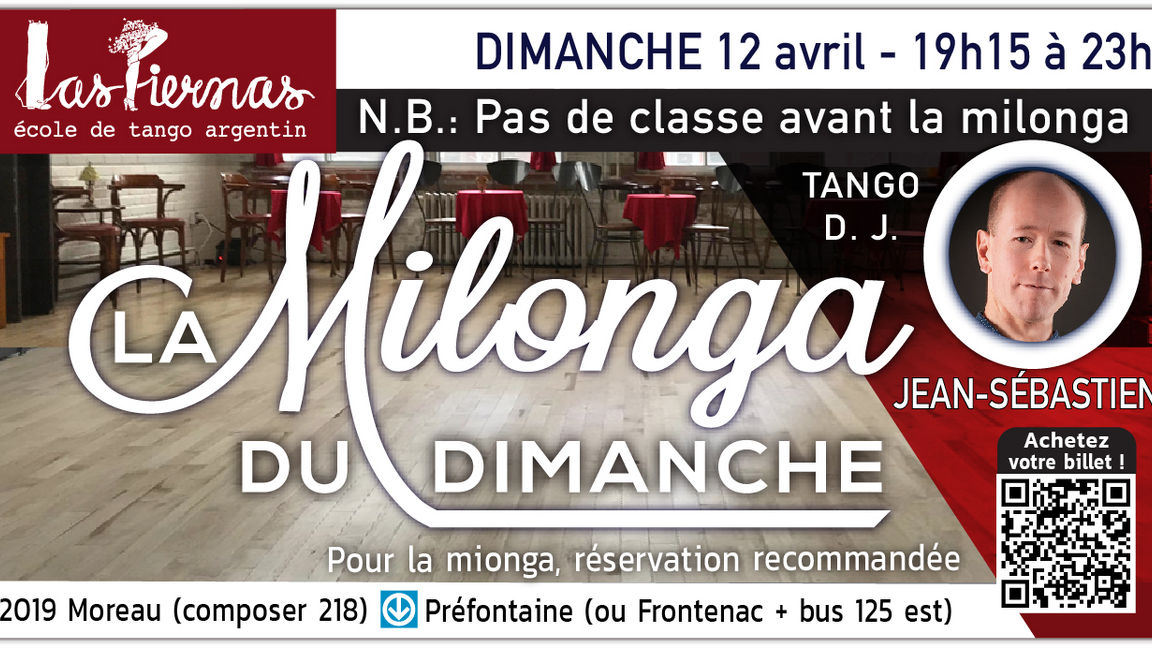 Milonga dimanche 12 avril