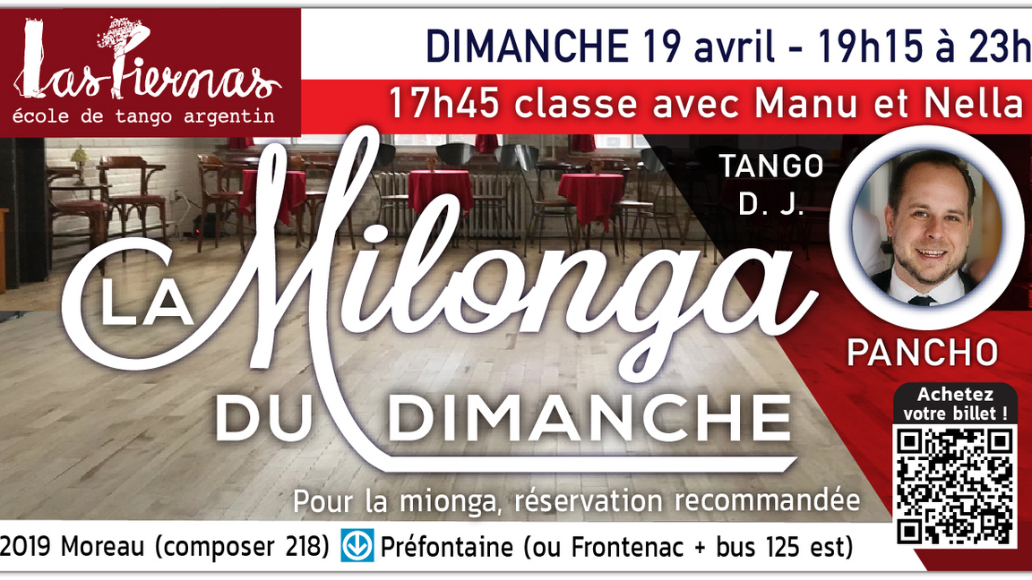 Milonga dimanche 19 avril