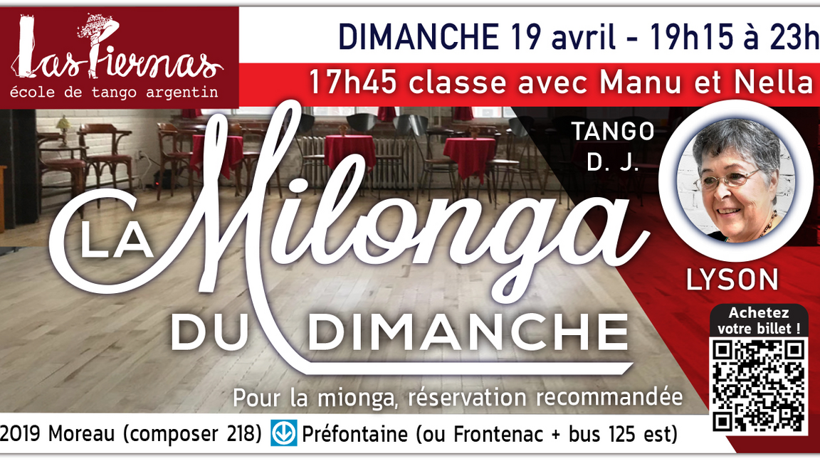 Milonga dimanche 19 avril