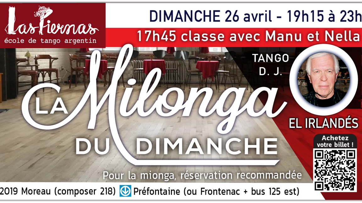 Milonga dimanche 26 avril