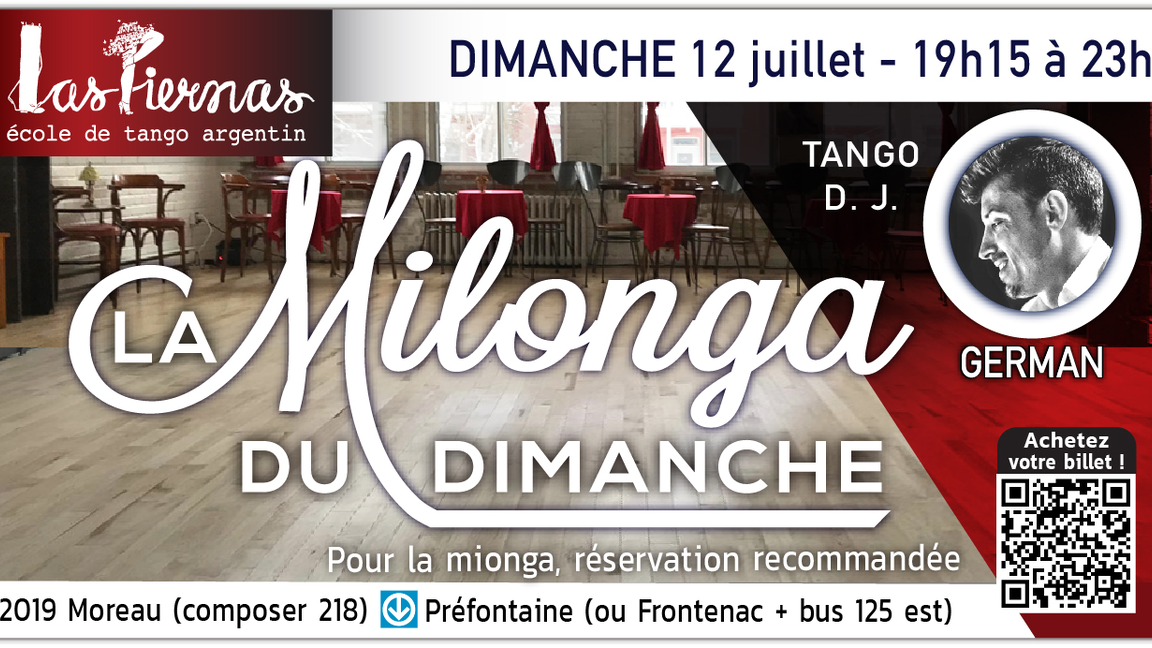 Milonga dimanche 12 juillet