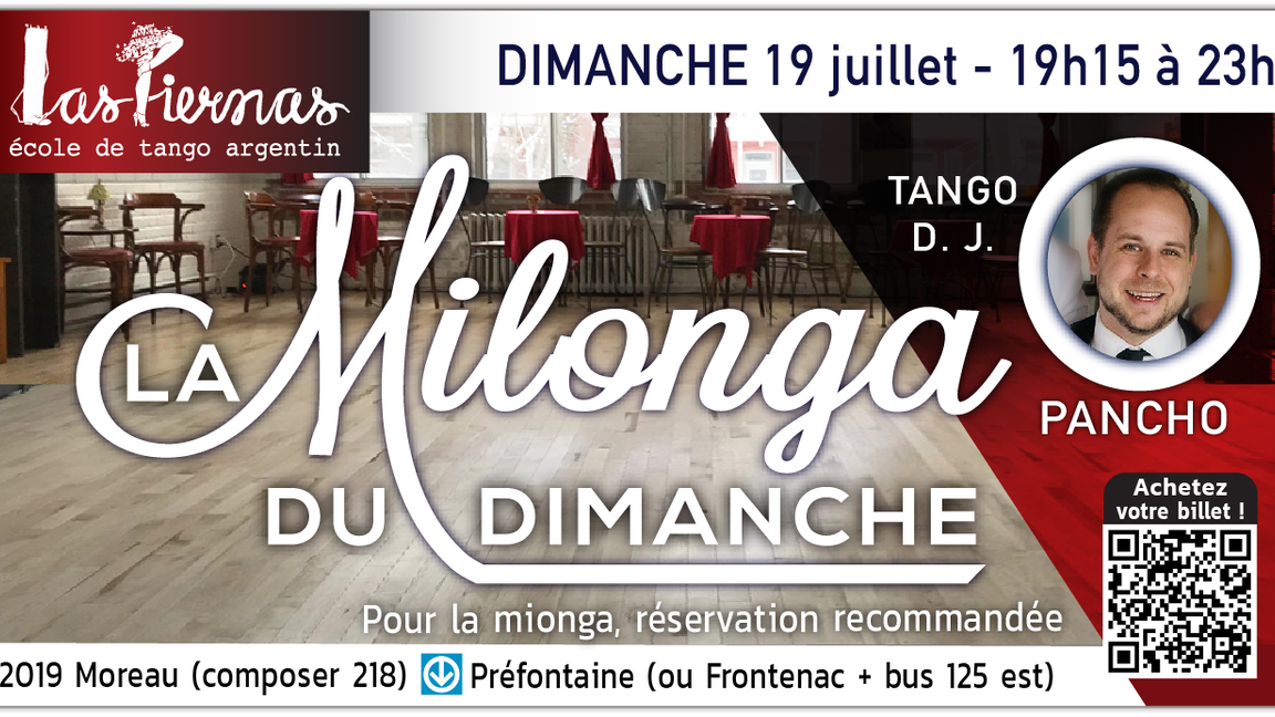 Milonga dimanche 19 juillet