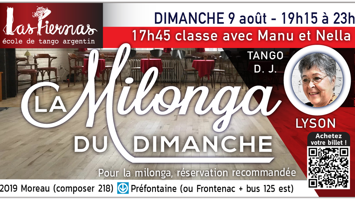 Milonga dimanche 9 aout