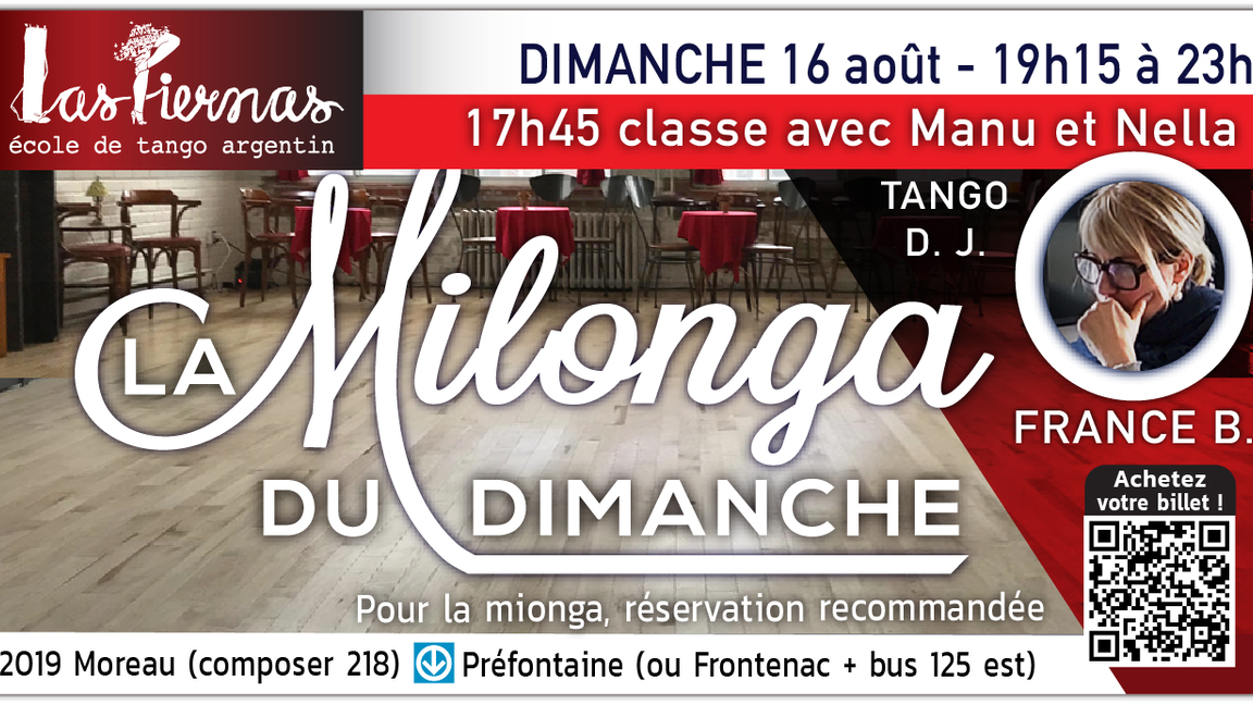 Milonga dimanche 16 aout