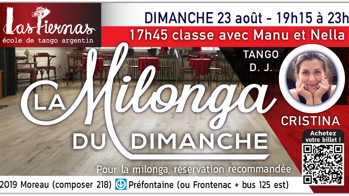 Milonga dimanche 23 aout