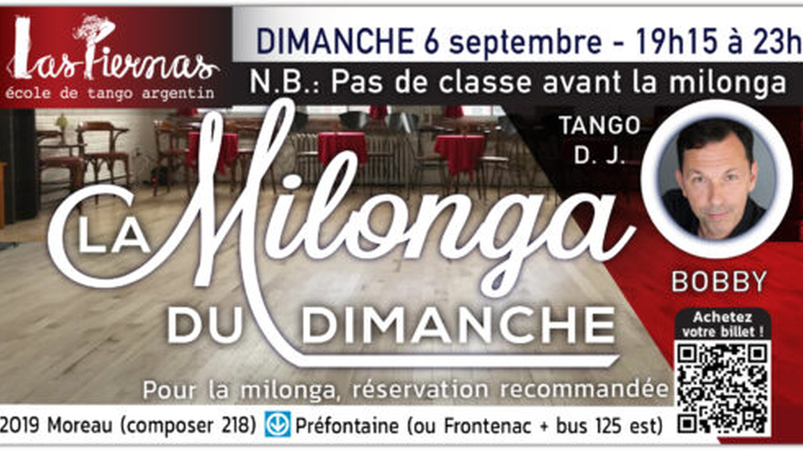Milonga dimanche 6 septembre