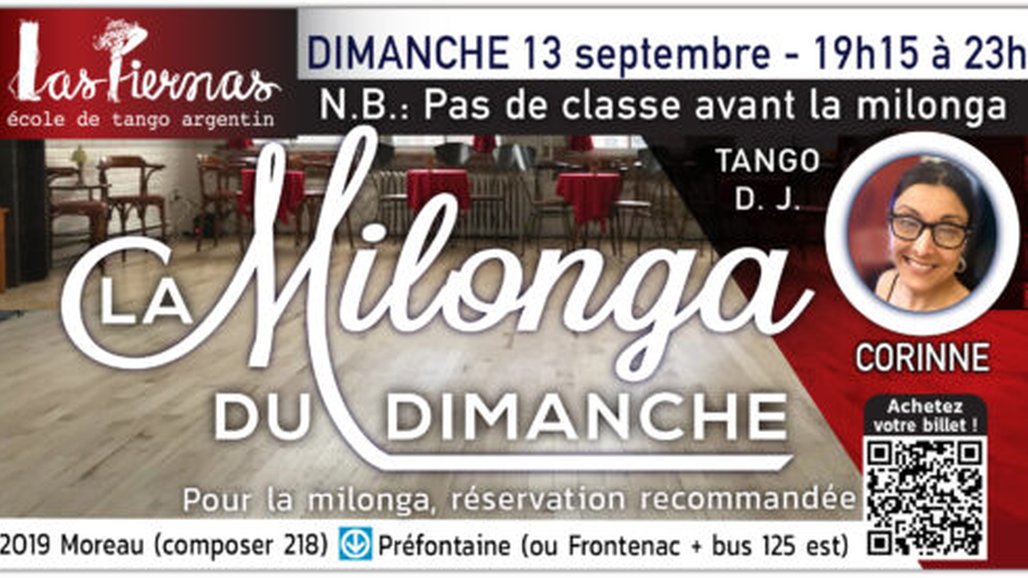 Milonga dimanche 13 septembre