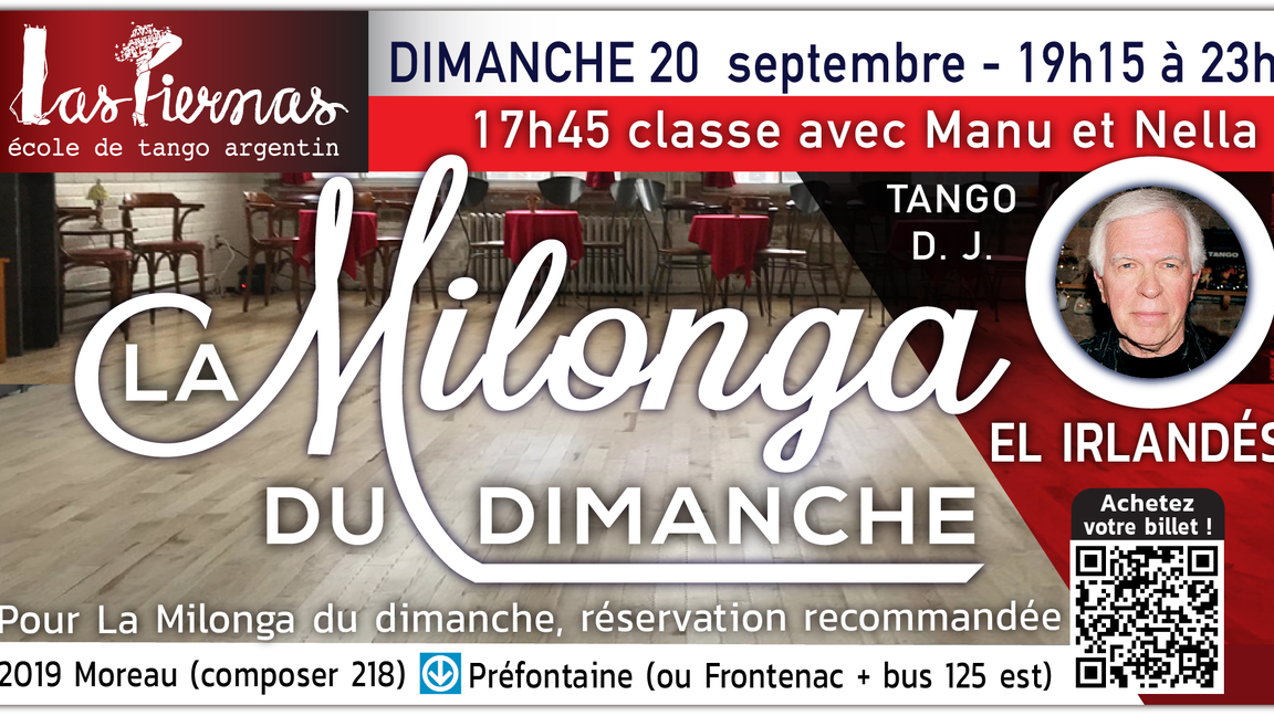 Milonga dimanche 20 septembre