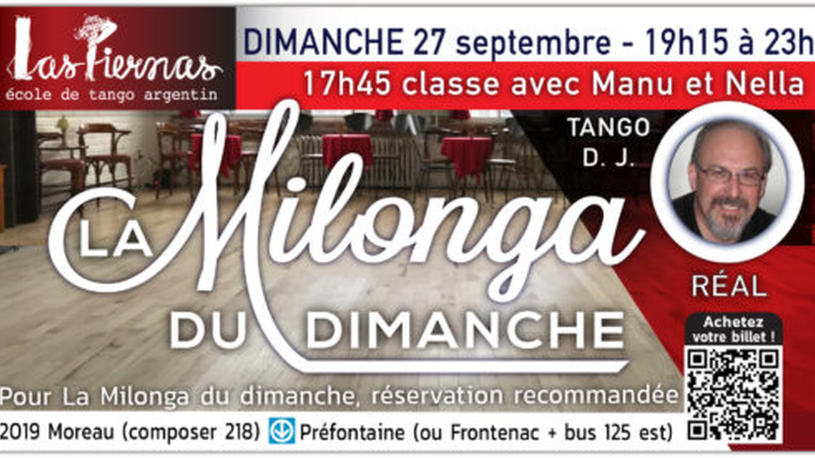 Milonga dimanche 27 septembre