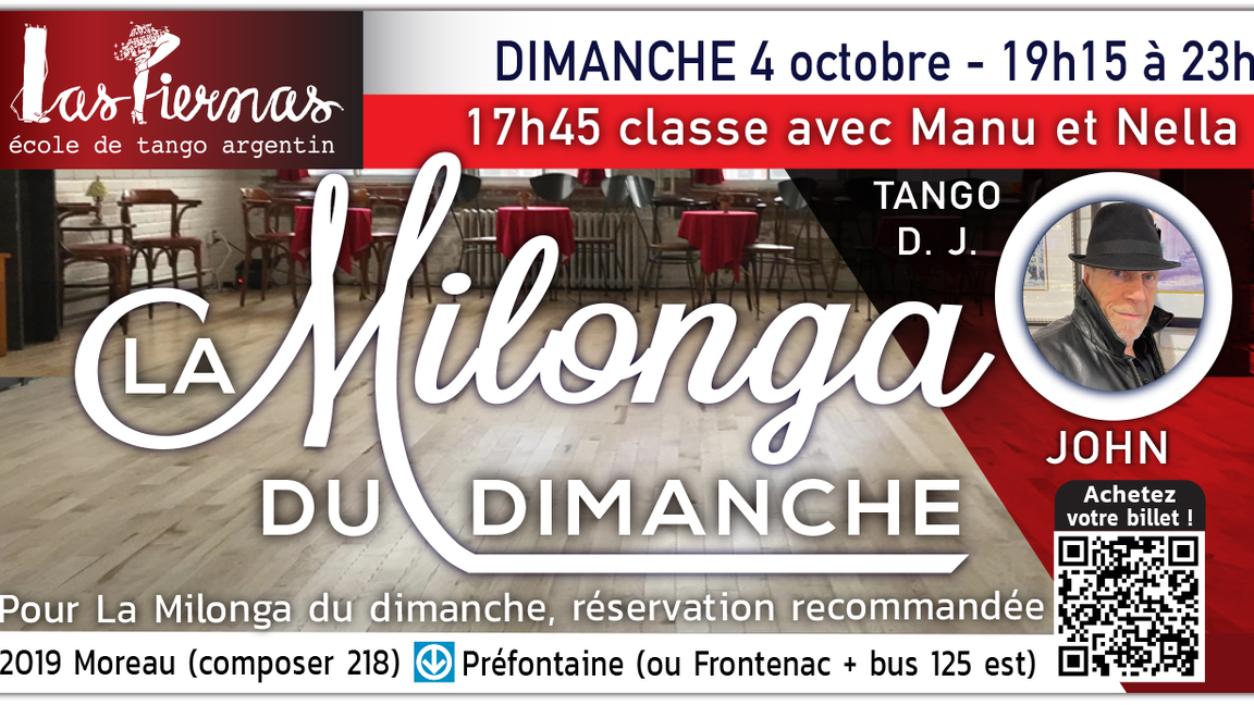 Milonga dimanche 4 octobre