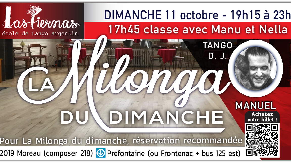Milonga dimanche 11 octobre