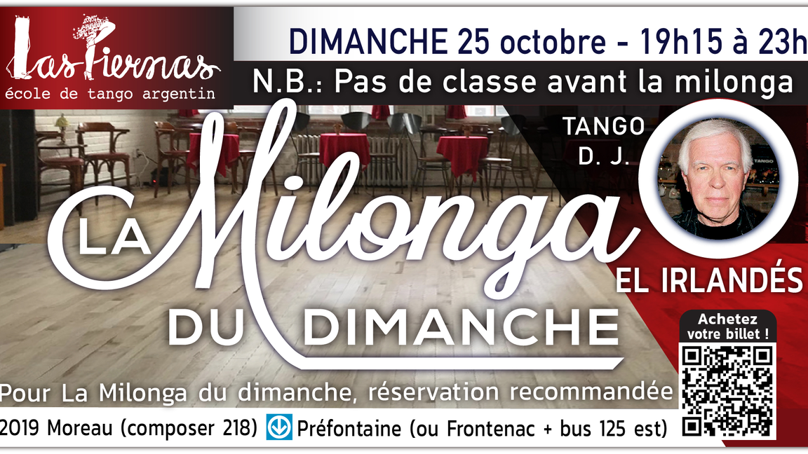 Milonga dimanche 25 octobre