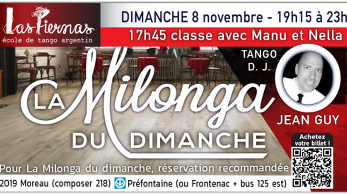 Milonga  dimanche 8 novembre