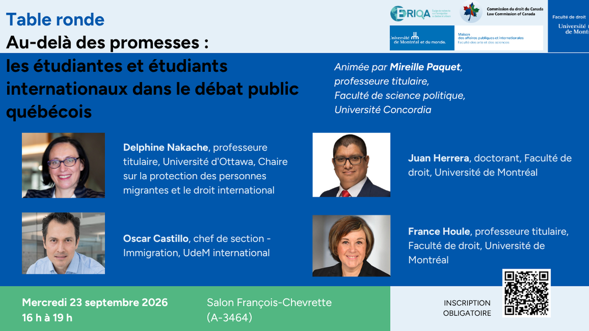 Table-ronde : Au-delà des promesses : les étudiants internationaux dans le débat public québécois