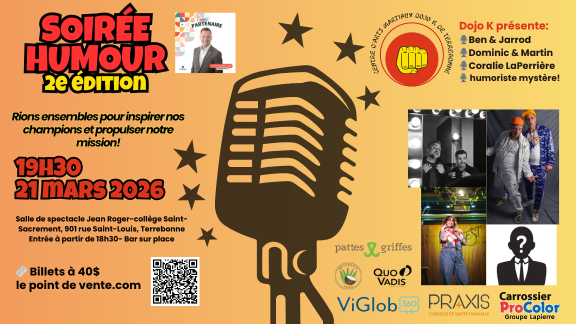 Soirée d'humour Dojo K de Terrebonne-2 ème édition