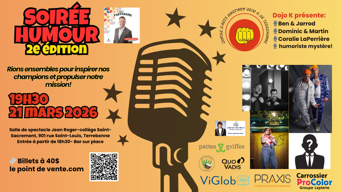 Soirée d'humour Dojo K de Terrebonne-2 ème édition