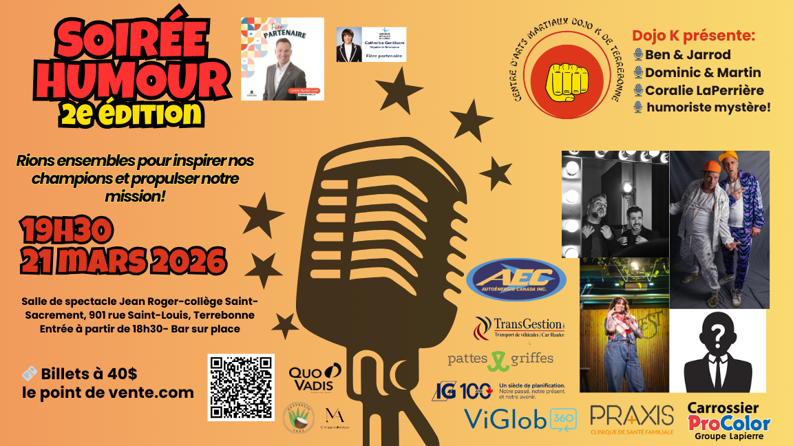 Soirée d'humour Dojo K de Terrebonne-2 ème édition
