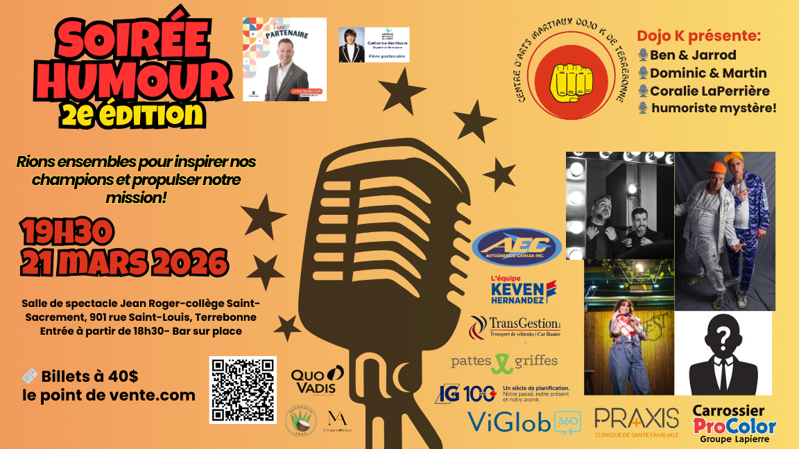 Soirée d'humour Dojo K de Terrebonne-2 ème édition