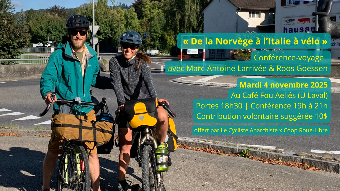 Conférence-voyage à vélo - De la Norvège à l'Italie