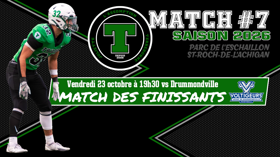 FOOTBALL COLLÉGIAL :  Voltigeurs Drummondville Vs Triades Cégep Lanaudière
