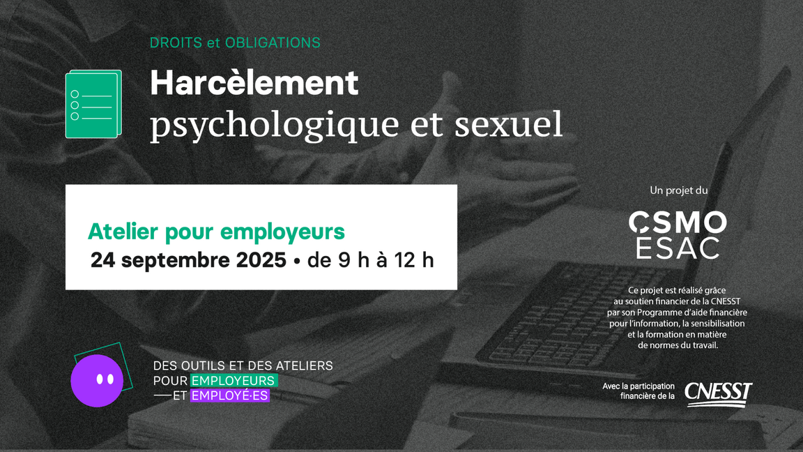 Harcèlement psychologique et sexuel, droits et obligations : soutenir et prévenir