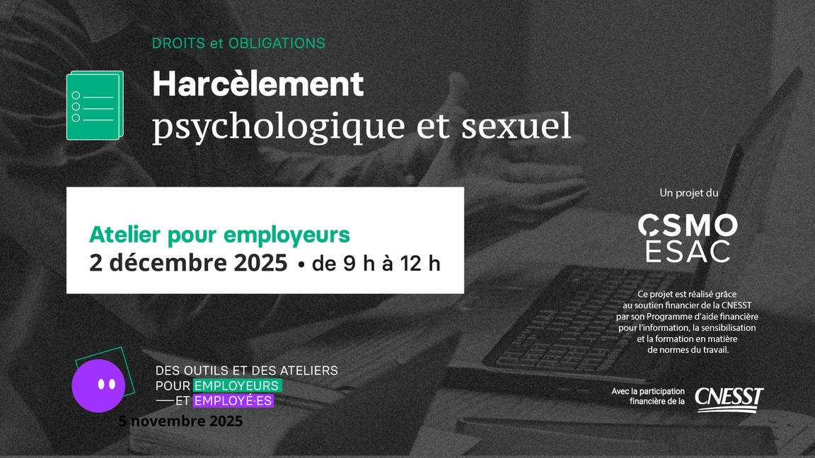 Harcèlement psychologique et sexuel, droits et obligations : soutenir et prévenir