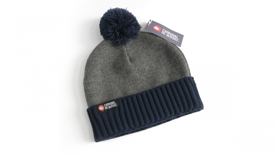Blue & Gray Tuque with Pom