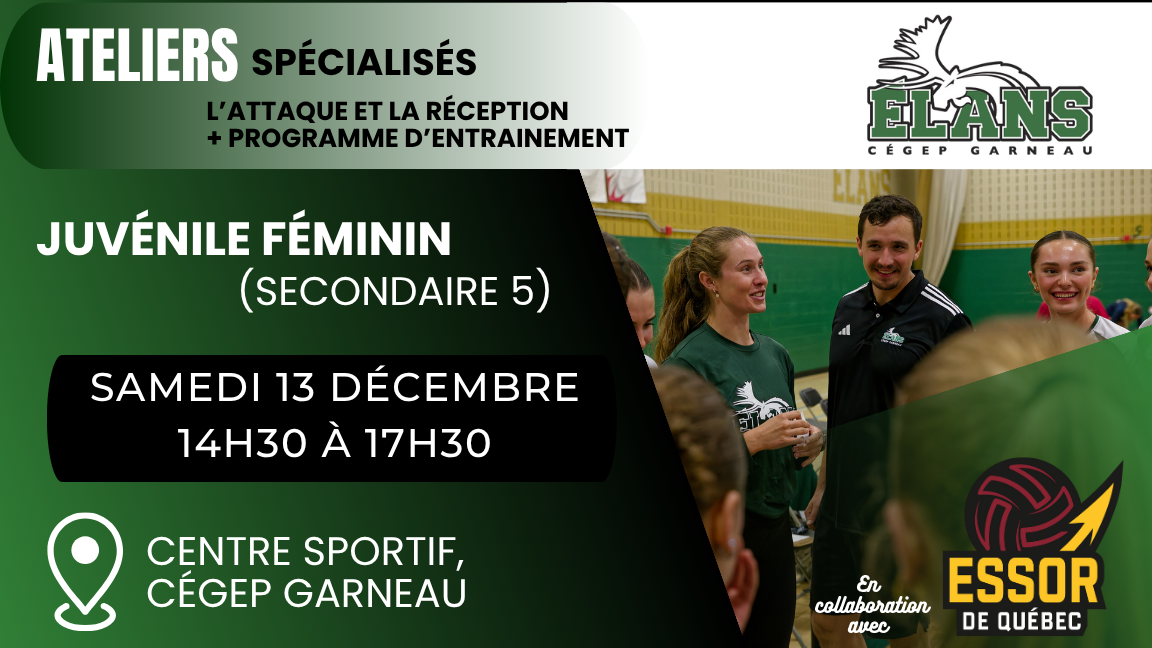 Ateliers de Volleyball Féminin - Juvénile (secondaire 5)