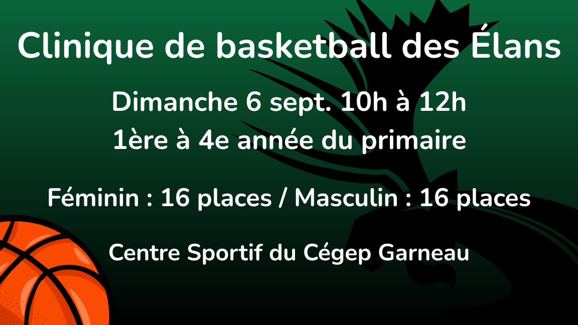 Clinique basketball des Élans : dimanche 6 sept. (1ère à 4e année)